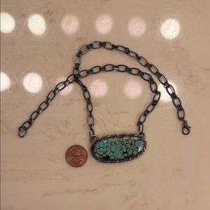 18” Turquoise Stone Oval Fixed Necklace - Blue Green